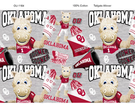 University of Oklahoma Sooners Cotton Fabric with Mascot Heather Print University of Oklahoma Sooners Cotton Fabric with Mascot Heather Print