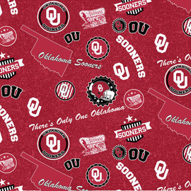 University of Oklahoma Sooners Cotton Fabric with Home State Print