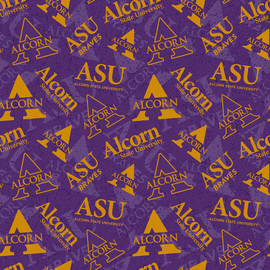 Alcorn State University Braves Cotton Fabric with Tone On Tone Print Alcorn State University Braves Cotton Fabric with Tone On Tone Print