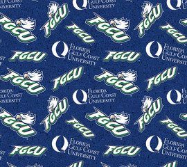 Florida Gulf Coast University Eagles Cotton Fabric with Tone On Tone Print and Matching Solid Cotton Fabrics Florida Gulf Coast University Eagles Cotton Fabric with Tone On Tone Print and Matching Solid Cotton Fabrics