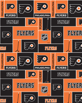 Philadelphia Flyers Fleece Fabric with Geometric Print-Sold By the Yard Philadelphia Flyers Fleece Fabric with Geometric Print-Sold By the Yard