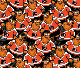Philadelphia Flyers Fleece Fabric with Gritty Mascot Print-Sold By the Yard Philadelphia Flyers Fleece Fabric with Gritty Mascot Print-Sold By the Yard