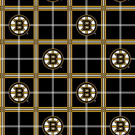 Boston Bruins Flannel Fabric with Plaid Print Boston Bruins Flannel Fabric with Plaid Print