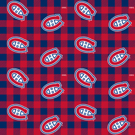 Montreal Canadiens Flannel Fabric with Buffalo Plaid Print
