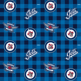 Winnipeg Jets Flannel Fabric with Buffalo Plaid Print