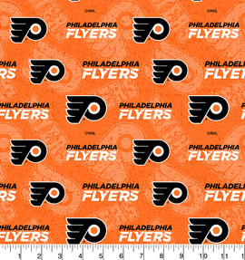 Philadelphia Flyers Cotton Fabric with Tone on Tone Print Philadelphia Flyers Cotton Fabric with Tone on Tone Print