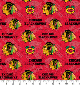 Chicago Blackhawks Cotton Fabric with Tone on Tone Print Chicago Blackhawks Cotton Fabric with Tone on Tone Print