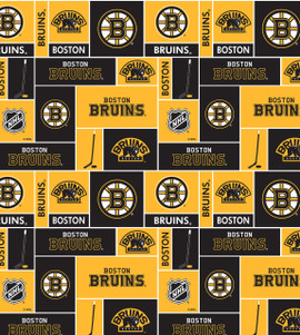 Boston Bruins Cotton Fabric with Box Design Print Boston Bruins Cotton Fabric with Box Design Print