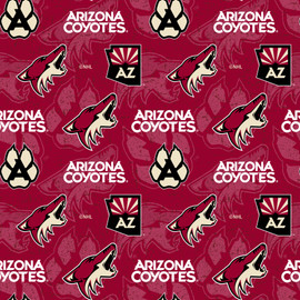 Arizona Coyotes Cotton Fabric with Tone on Tone Print Arizona Coyotes Cotton Fabric with Tone on Tone Print