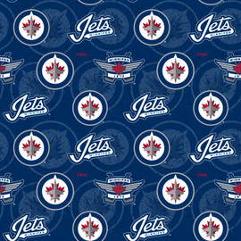 Winnipeg Jets Cotton Fabric with Tone on Tone Print Winnipeg Jets Cotton Fabric with Tone on Tone Print