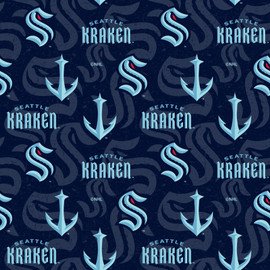 Seattle Kraken Cotton Fabric with Tone on Tone Print Seattle Kraken Cotton Fabric with Tone on Tone Print