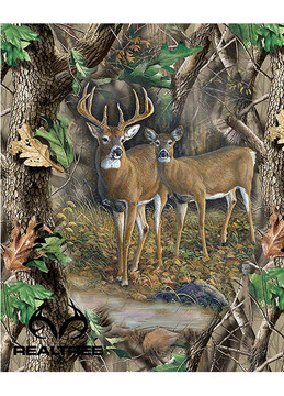 RealTree Buck And Doe Cotton Quilting Panel by Sykel-36x44 RealTree Buck And Doe Cotton Quilting Panel by Sykel-36x44