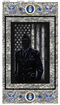 United States Air Force Servicemember Cotton Quilting Panel by Sykel-24x44 United States Air Force Servicemember Cotton Quilting Panel by Sykel-24x44
