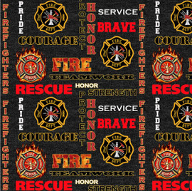 Fire Department Cotton Fabric by Sykel-Heather Ground Firefighter