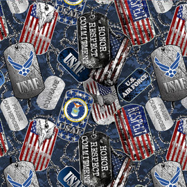 United States Air Force Cotton Fabric by Sykel-U.S. Air Force Dog Tags United States Air Force Cotton Fabric by Sykel-U.S. Air Force Dog Tags