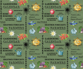 Old Farmers Almanac Cotton Fabric Collection by Sykel-OFA Green Words Old Farmers Almanac Cotton Fabric Collection by Sykel-OFA Green Words
