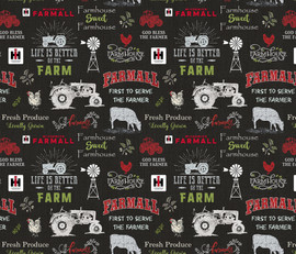 Farmall Agriculture Cotton Fabric Collection by Sykel-Farmall Country Living Black Chalkboard Farmall Agriculture Cotton Fabric Collection by Sykel-Farmall Country Living Black Chalkboard