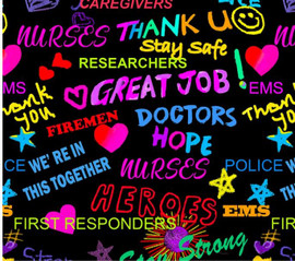 Thank You to Our Heros Cotton Fabric by Sykel-Thank You Heros Black