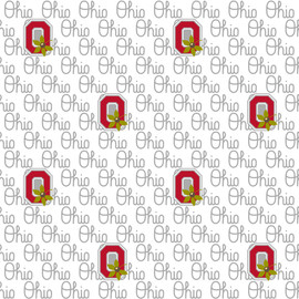 Ohio State University Buckeyes Cotton Fabric with White Block Letter Print