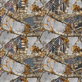 RealTree Cotton Fabric Panel  Pariotic Dear Quilting Cotton