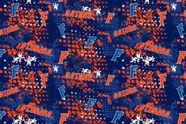 University of Florida Gators Cotton Fabric with Splatter Print University of Florida Gators Cotton Fabric with Splatter Print