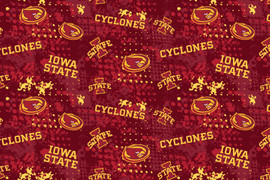 Iowa State University Cyclones Cotton Fabric with Splatter Print Iowa State University Cyclones Cotton Fabric with Splatter Print