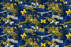 University of Michigan Wolverines Cotton Fabric with Splatter Print University of Michigan Wolverines Cotton Fabric with Splatter Print