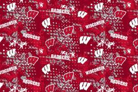 University of Wisconsin Badgers Cotton Fabric with Splatter Print University of Wisconsin Badgers Cotton Fabric with Splatter Print