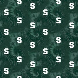 Michigan State University Spartans Cotton Fabric with Tye Dye Print Michigan State University Spartans Cotton Fabric with Tye Dye Print