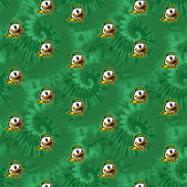 University of Oregon Ducks Cotton Fabric with Tye Dye Print University of Oregon Ducks Cotton Fabric with Tye Dye Print