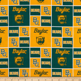 Baylor University Bears Cotton Fabric with Geometric Print