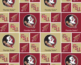 Florida State University FSU Seminoles Cotton Fabric with Geometric Print Florida State University FSU Seminoles Cotton Fabric with Geometric Print