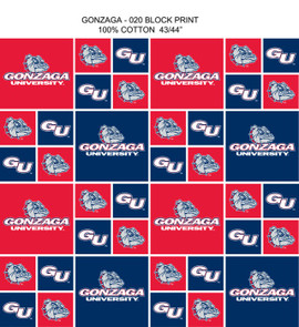 Gonzaga University Bulldogs Cotton Fabric with Geometric Print Gonzaga University Bulldogs Cotton Fabric with Geometric Print