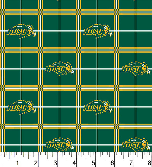 Ncaa NORTH DAKOTA STATE Bison Patchwork 100% cotton fabric material  licensed for Crafts and Home Decor
