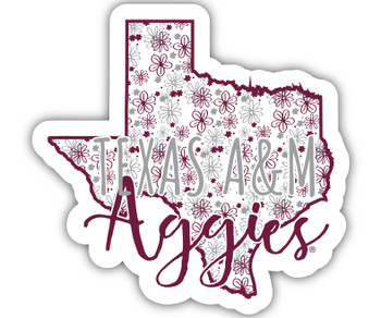 Texas A&M Aggies Floral State Die Cut Decal 4-Inch - College Fabric Store