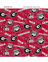 University of Georgia Bulldogs Cotton Fabric with Tone On Tone Print or Matching Solid Cotton Fabrics