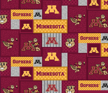 University of Minnesota Golden Gophers College Patch Fleece Fabric ...