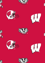 University of Wisconsin Badgers All Over Fleece Fabric Remnants