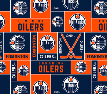 Edmonton Oilers Geometric NHL Fleece Fabric Remnants - College Fabric Store