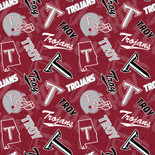 Troy University Trojans Cotton Fabric with Tone On Tone Print