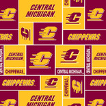 University of Central Michigan Geometric Fleece Fabric Remnants