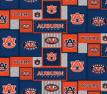 Auburn University Fleece Fabric with College Patch Design-Sold by the yard