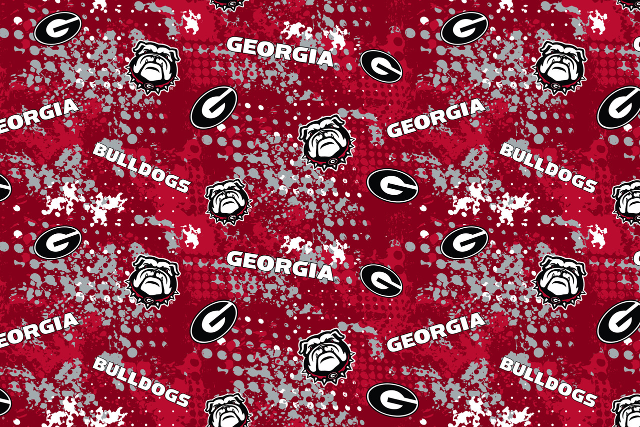 Image of University of Georgia Bulldogs Cotton Fabric with Splatter Print and Matching Solid Cotton Fabrics