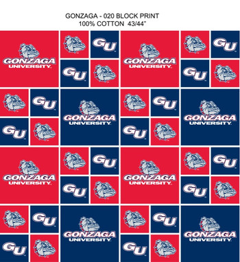 Gonzaga University Fleece Fabric by Sykel-gonzaga Bulldogs 