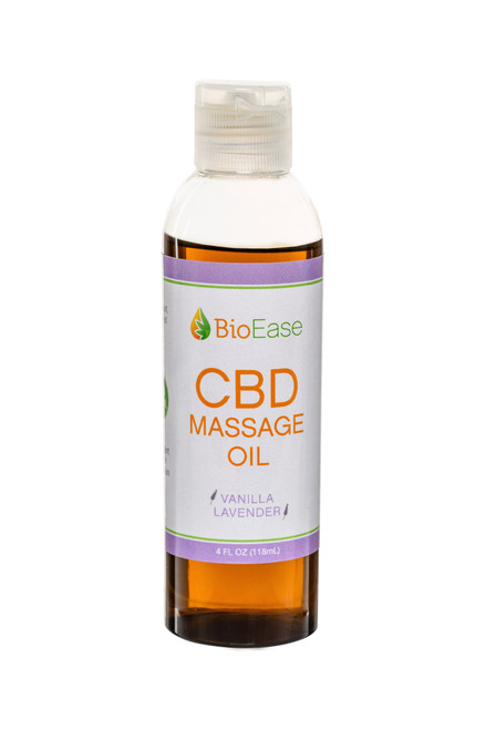 BioEase CBD Massage Oil Vanilla Lavender 4oz Product