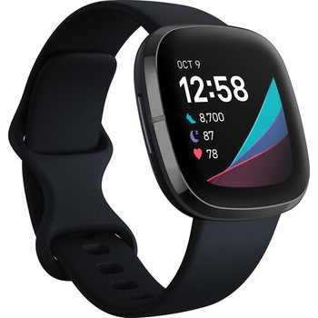 Fitbit Sense, Health & Fitness Smartwatch GPS Small Large - Carbon/Graphite