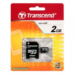 Used Transcend 2GB microSD Memory Card with SD Adapter