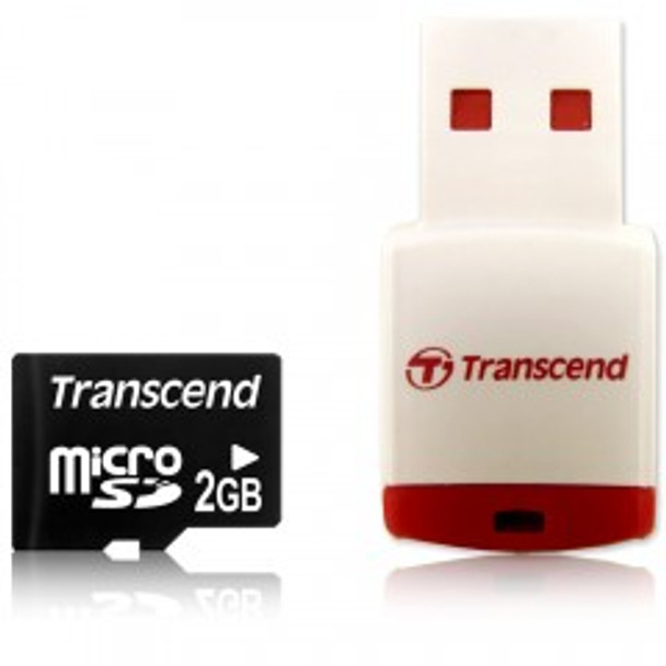 Transcend 2GB micro SD Memory Card with P3 Card Reader