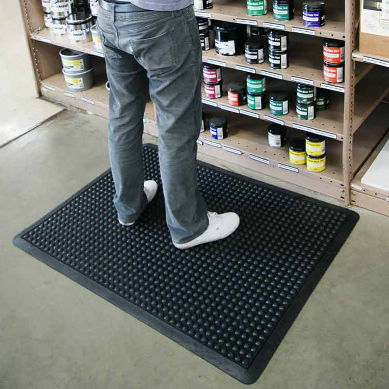 Anti-Fatigue Rubberized Gel Foam Floor Mat, Black