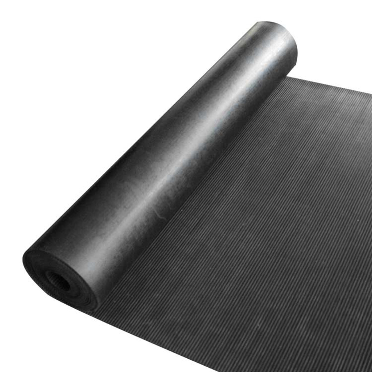 Rubber-Cal Fine-rib Corrugated Rubber Floor Mats - 1/8 in x 4 ft x 6 ft Black Rubber Runners